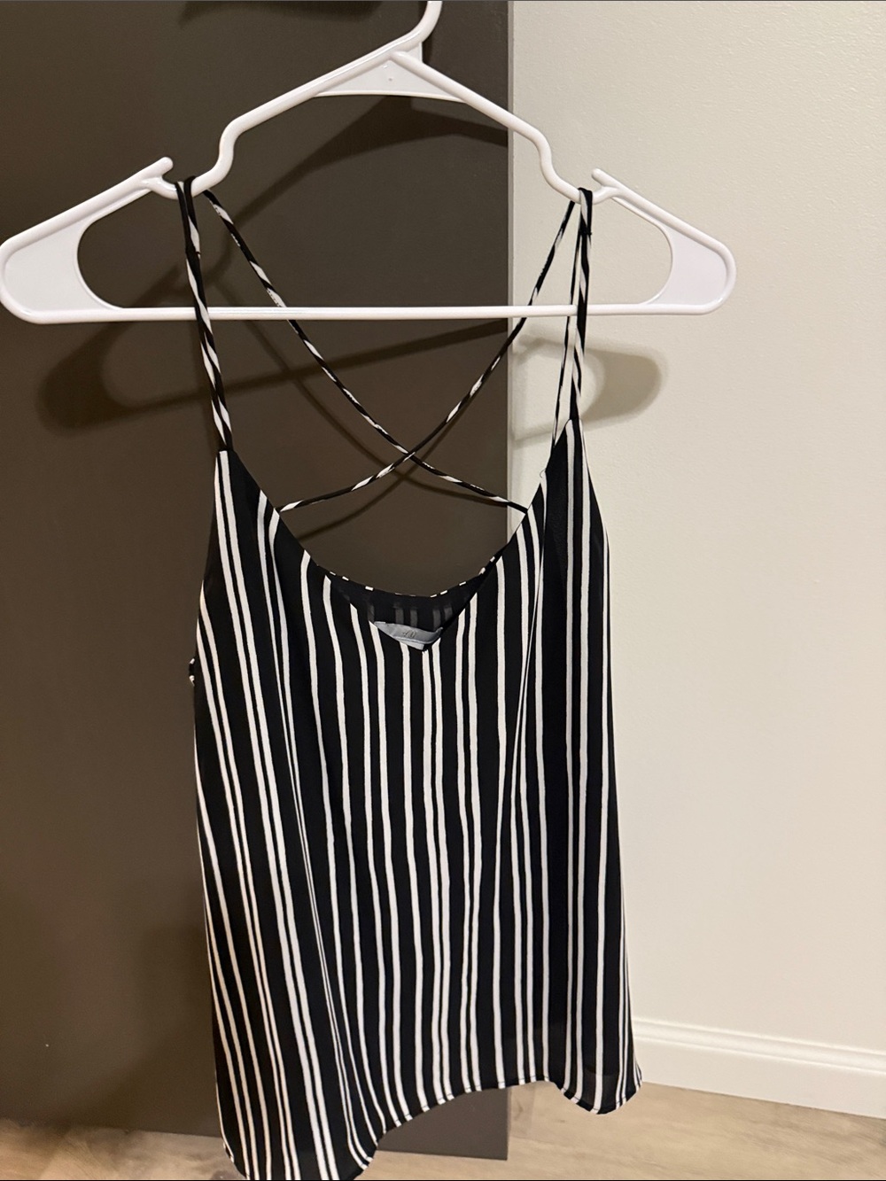 H&M Black and White Striped Crisscross Camisole